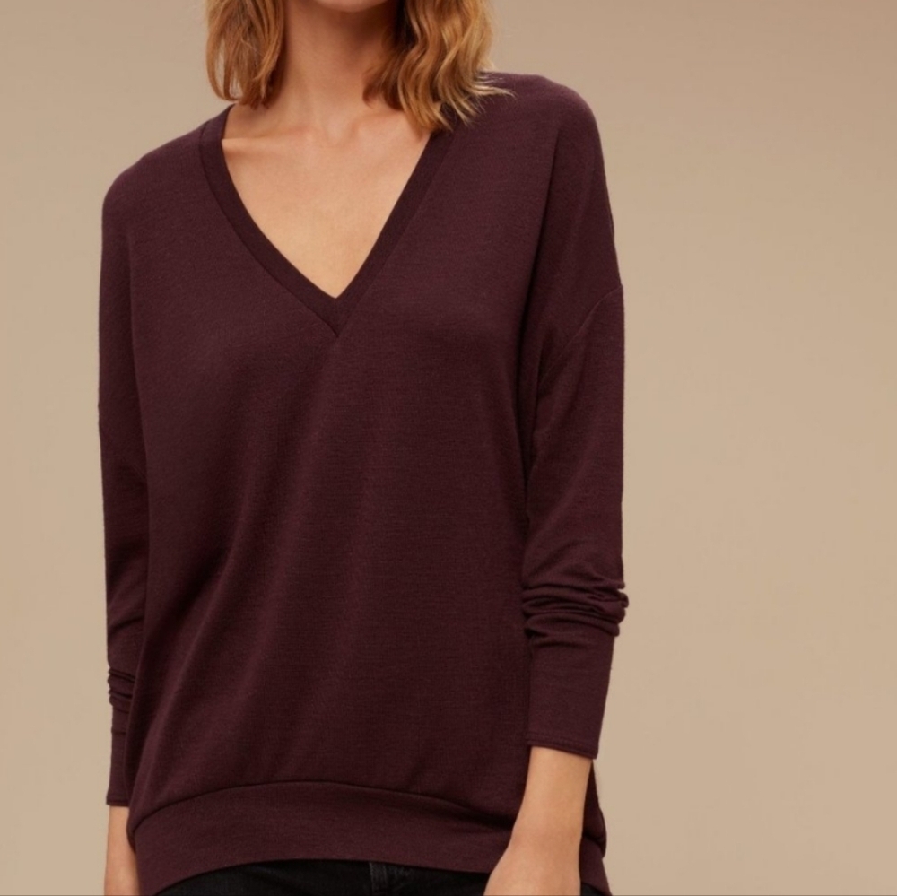 Aritzia Wilfred Free Devinette oversized sweater maroon red purple xs A7
